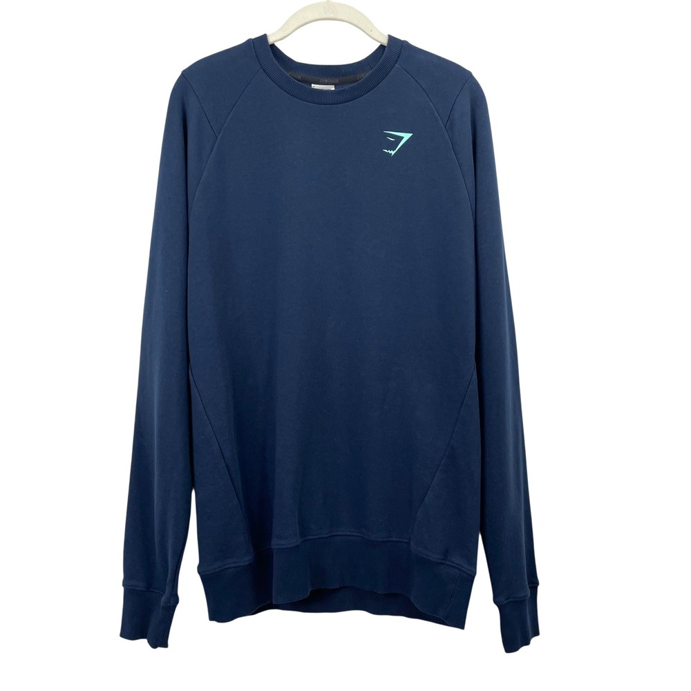 Gymshark Bold crew neck sweatshirt top Size‎ M navy blue back logo gym athletic